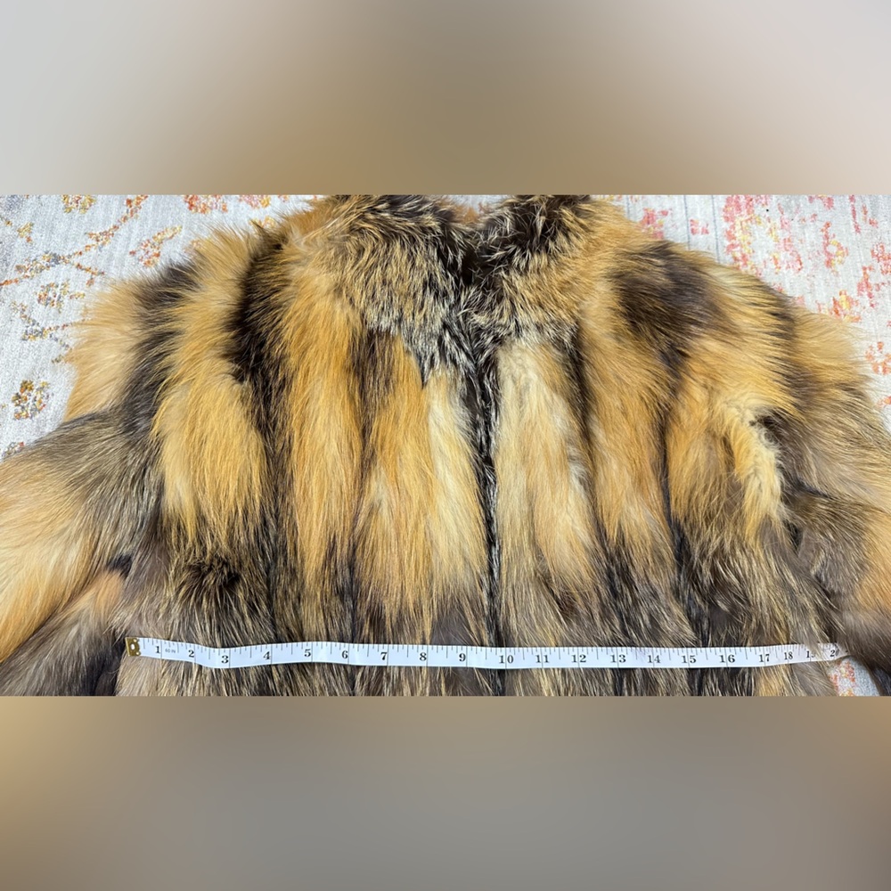 Long Golden Brown Fox Fur Trench Coat - Picture 8 of 14